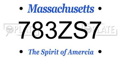 783ZS7 Massachusetts License Plate
