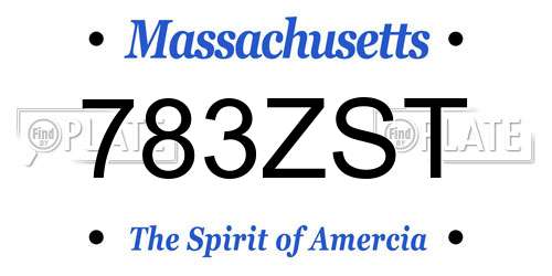 783ZST Massachusetts License Plate