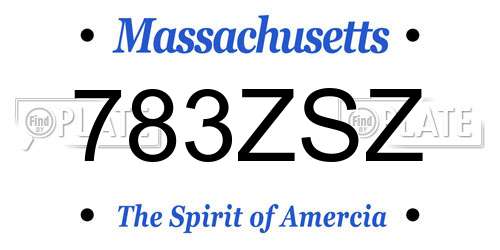 783ZSZ Massachusetts License Plate
