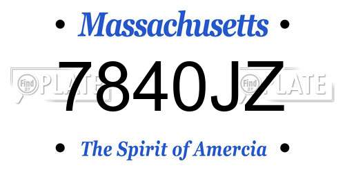 7840JZ Massachusetts License Plate