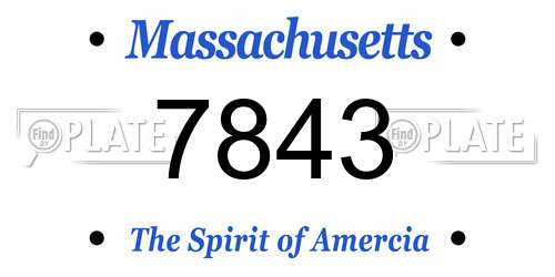 7843 Massachusetts License Plate