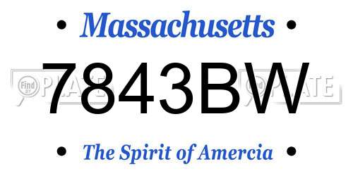 7843BW Massachusetts License Plate