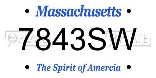 7843SW Massachusetts License Plate