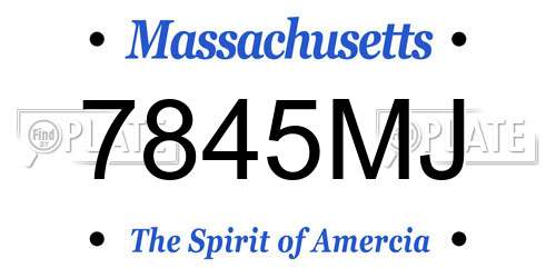 7845MJ Massachusetts License Plate