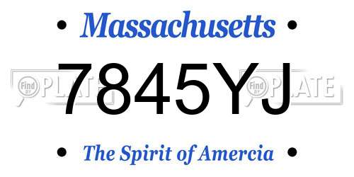 7845YJ Massachusetts License Plate