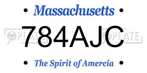 784AJC Massachusetts License Plate