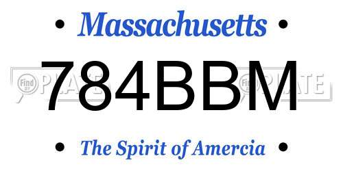 784BBM Massachusetts License Plate