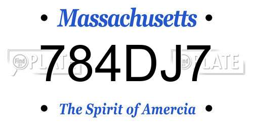 784DJ7 Massachusetts License Plate