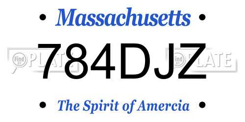 784DJZ Massachusetts License Plate