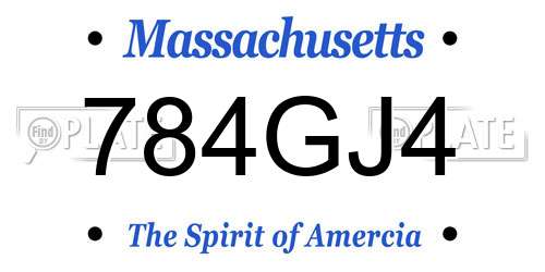784GJ4 Massachusetts License Plate
