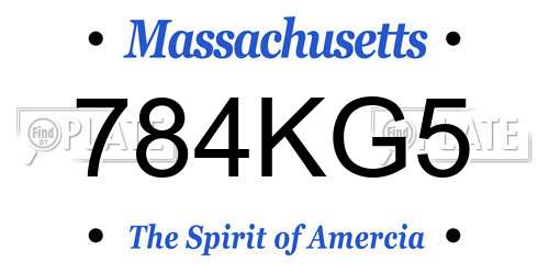784KG5 Massachusetts License Plate