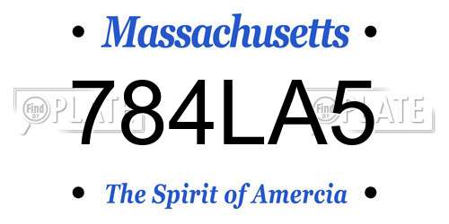 784LA5 Massachusetts License Plate