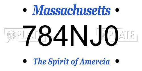 784NJ0 Massachusetts License Plate