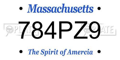 784PZ9 Massachusetts License Plate