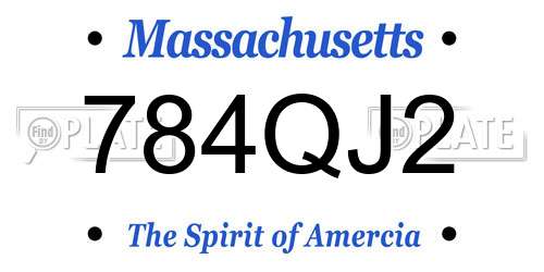 784QJ2 Massachusetts License Plate