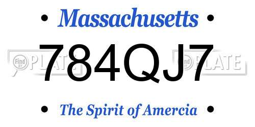 784QJ7 Massachusetts License Plate