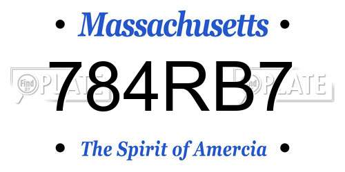 784RB7 Massachusetts License Plate