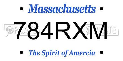 784RXM Massachusetts License Plate