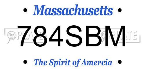 784SBM Massachusetts License Plate
