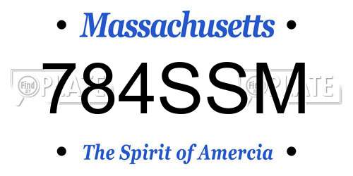784SSM Massachusetts License Plate