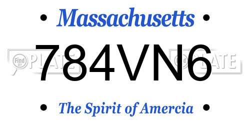 784VN6 Massachusetts License Plate