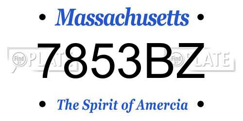 7853BZ Massachusetts License Plate