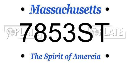 7853ST Massachusetts License Plate