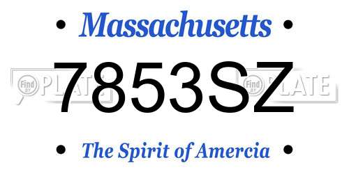 7853SZ Massachusetts License Plate