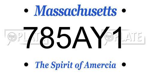 785AY1 Massachusetts License Plate