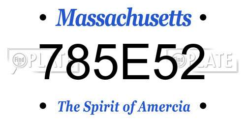785E52 Massachusetts License Plate