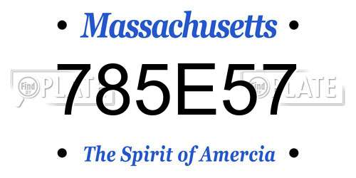 785E57 Massachusetts License Plate