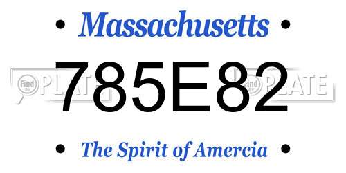 785E82 Massachusetts License Plate
