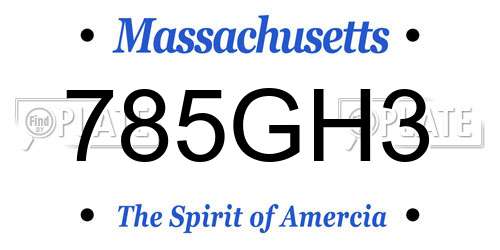785GH3 Massachusetts License Plate