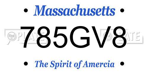785GV8 Massachusetts License Plate