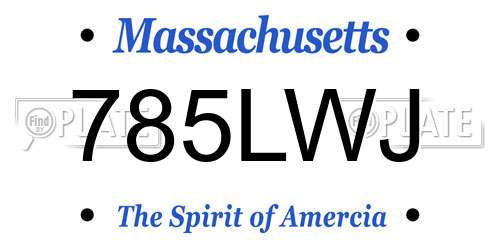785LWJ Massachusetts License Plate