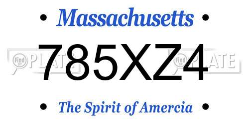 785XZ4 Massachusetts License Plate