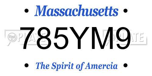 785YM9 Massachusetts License Plate