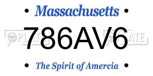 786AV6 Massachusetts License Plate
