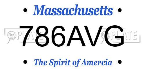 786AVG Massachusetts License Plate