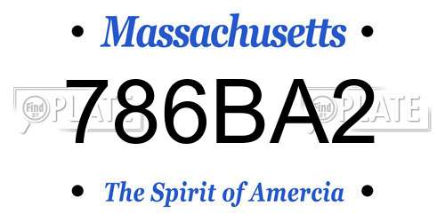 786BA2 Massachusetts License Plate