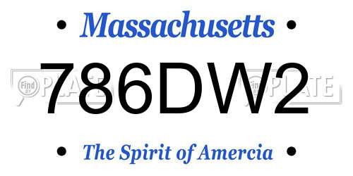 786DW2 Massachusetts License Plate