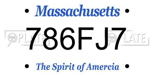 786FJ7 Massachusetts License Plate