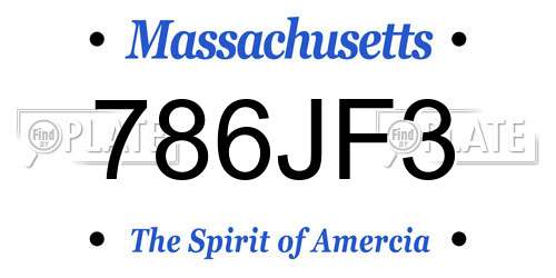 786JF3 Massachusetts License Plate