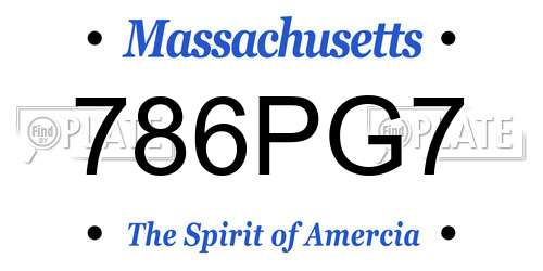 786PG7 Massachusetts License Plate