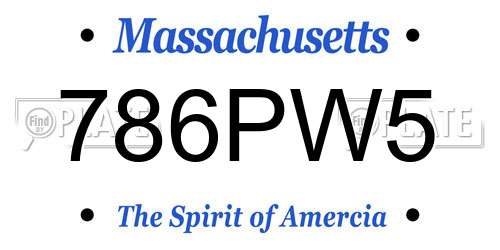 786PW5 Massachusetts License Plate