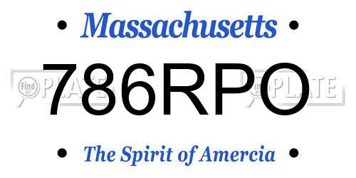 786RPO Massachusetts License Plate