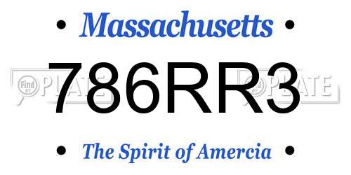 786RR3 Massachusetts License Plate