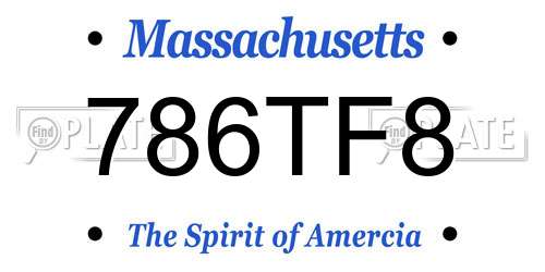 786TF8 Massachusetts License Plate