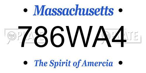 786WA4 Massachusetts License Plate