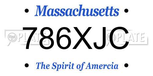786XJC Massachusetts License Plate